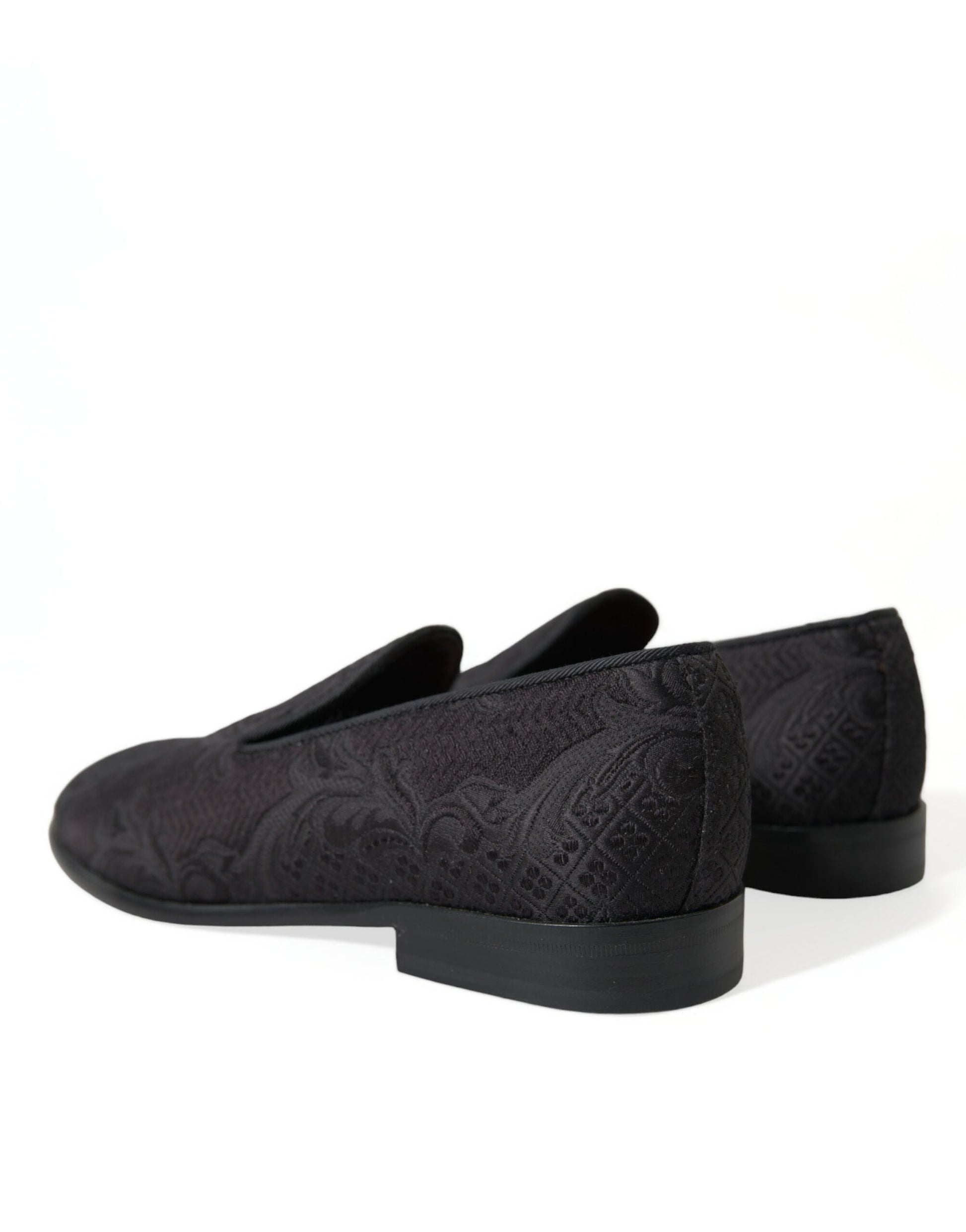 Dolce & Gabbana Black Brocade Men Slip On Loafer Dress Shoes Dolce & Gabbana