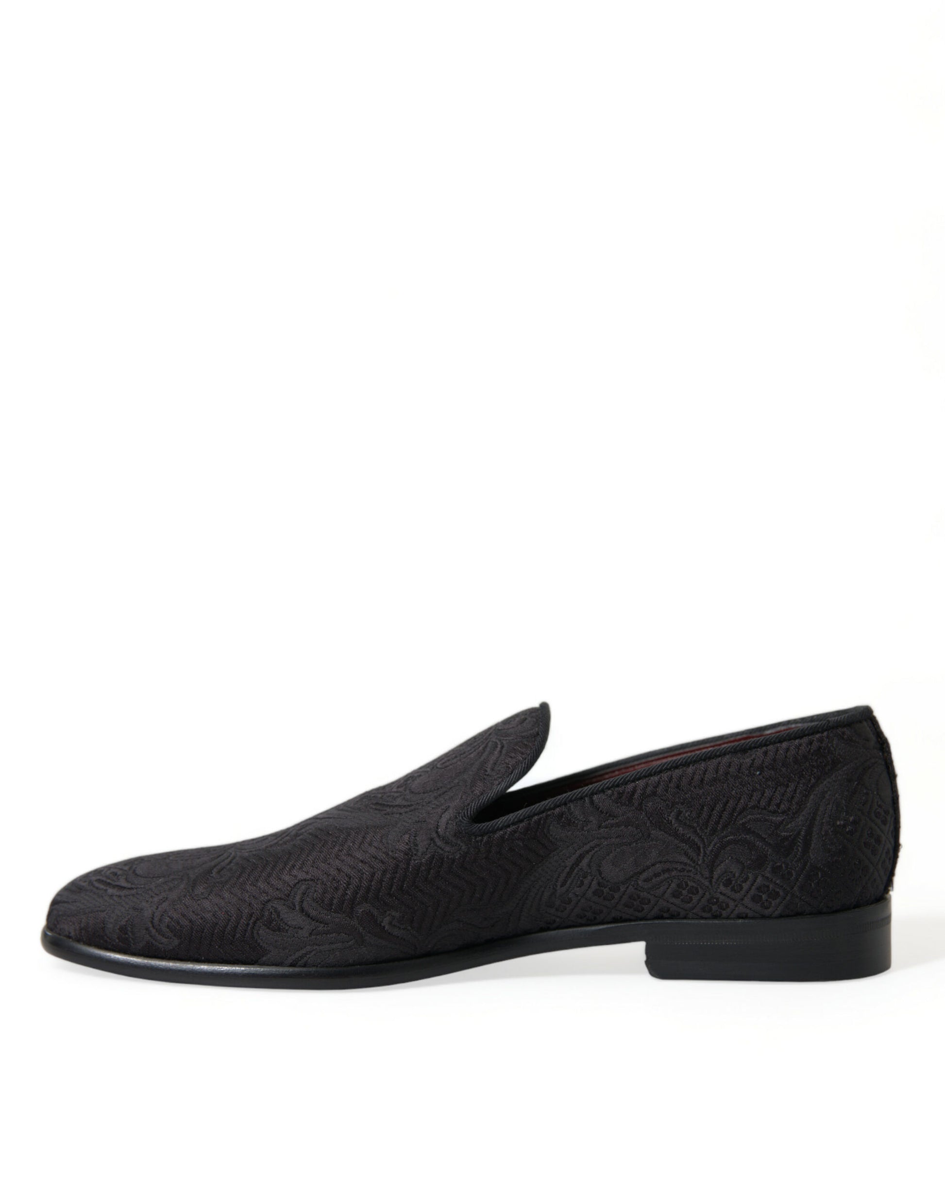 Dolce & Gabbana Black Brocade Men Slip On Loafer Dress Shoes Dolce & Gabbana