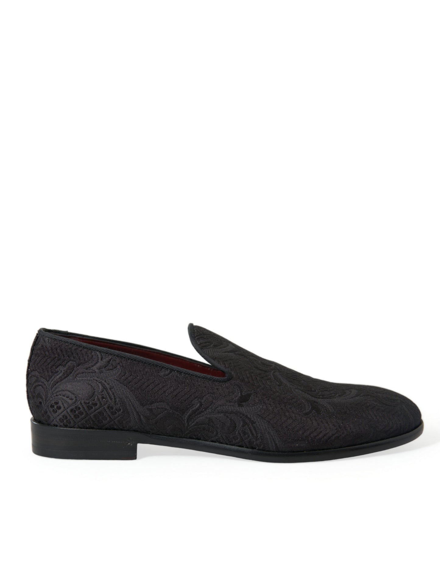 Dolce & Gabbana Black Brocade Men Slip On Loafer Dress Shoes Dolce & Gabbana