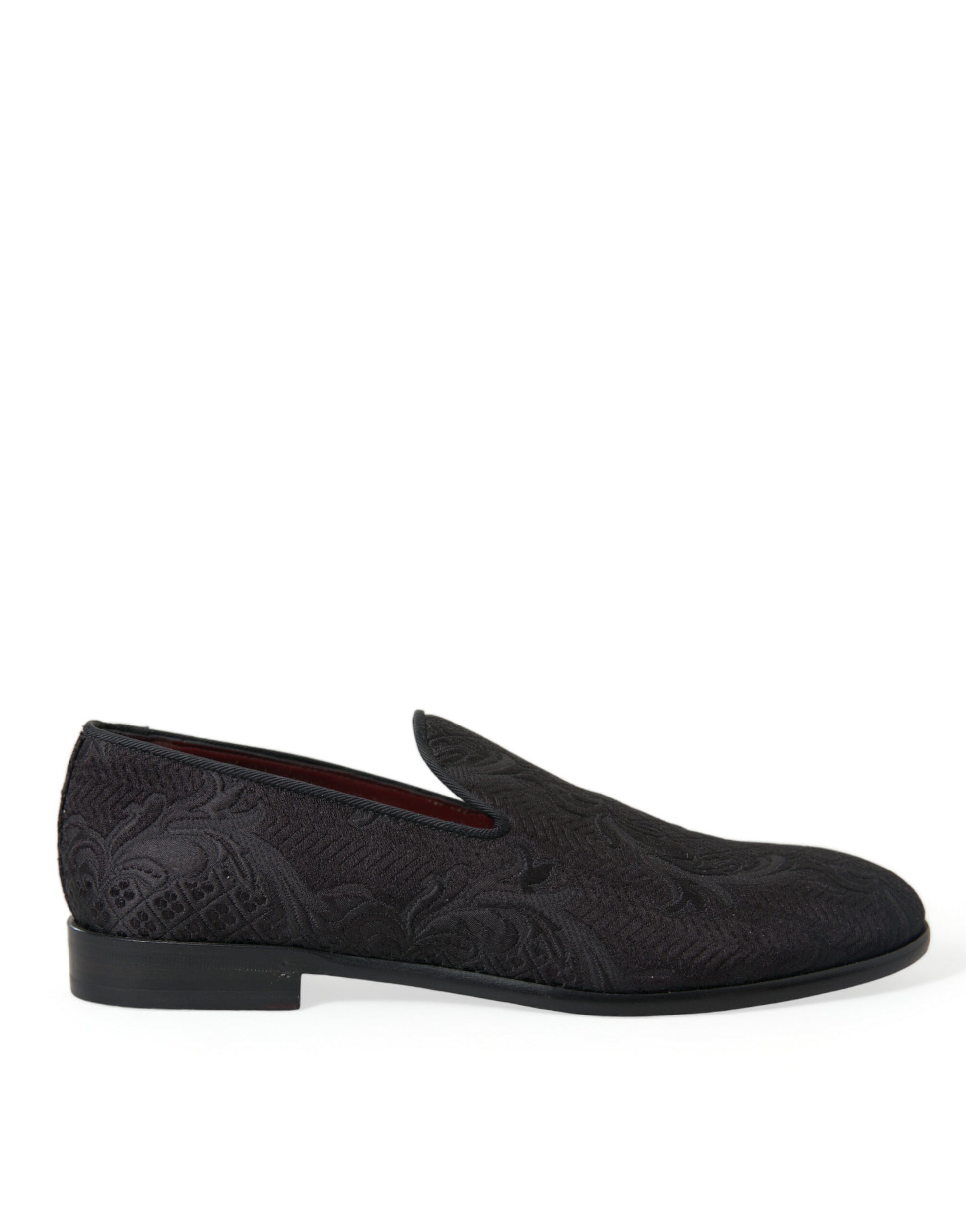 Dolce & Gabbana Black Brocade Men Slip On Loafer Dress Shoes Dolce & Gabbana