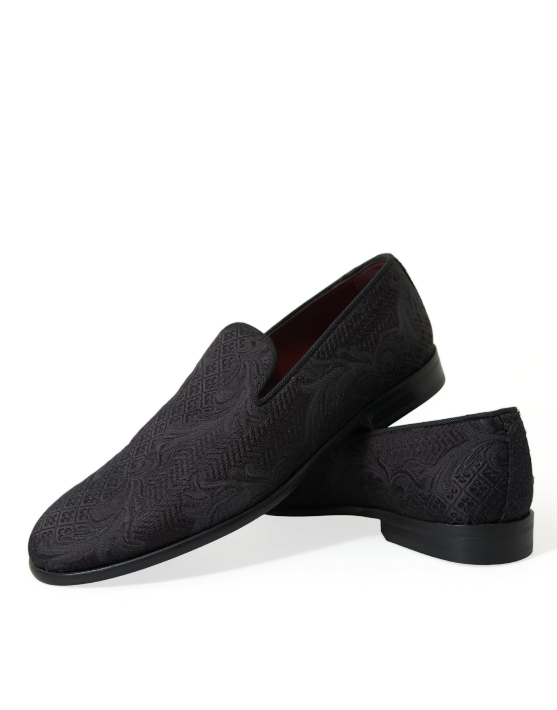 Dolce & Gabbana Black Brocade Men Slip On Loafer Dress Shoes Dolce & Gabbana