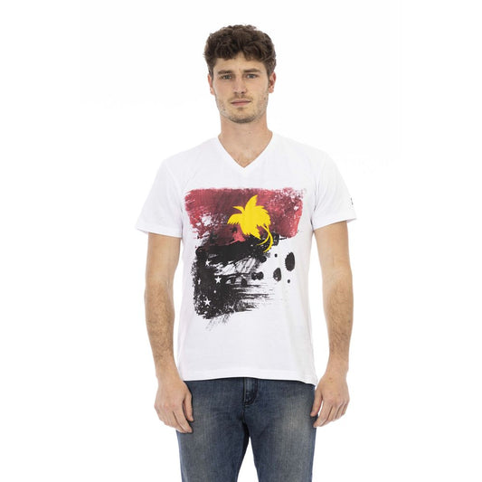 Trussardi Action White Cotton Men's V-Neck T-Shirt Trussardi Action