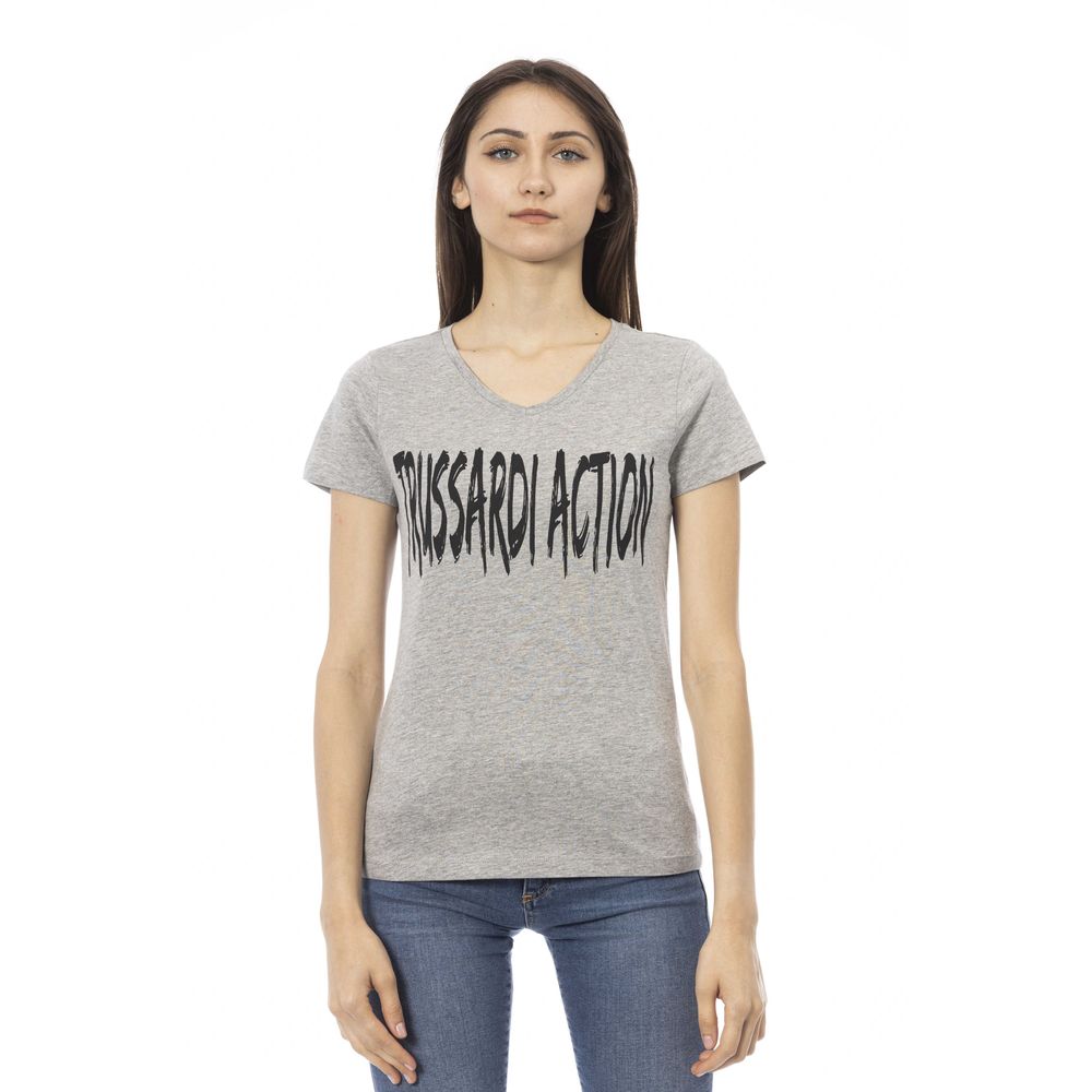 Trussardi Action Gray Cotton Women T-Shirt Trussardi Action