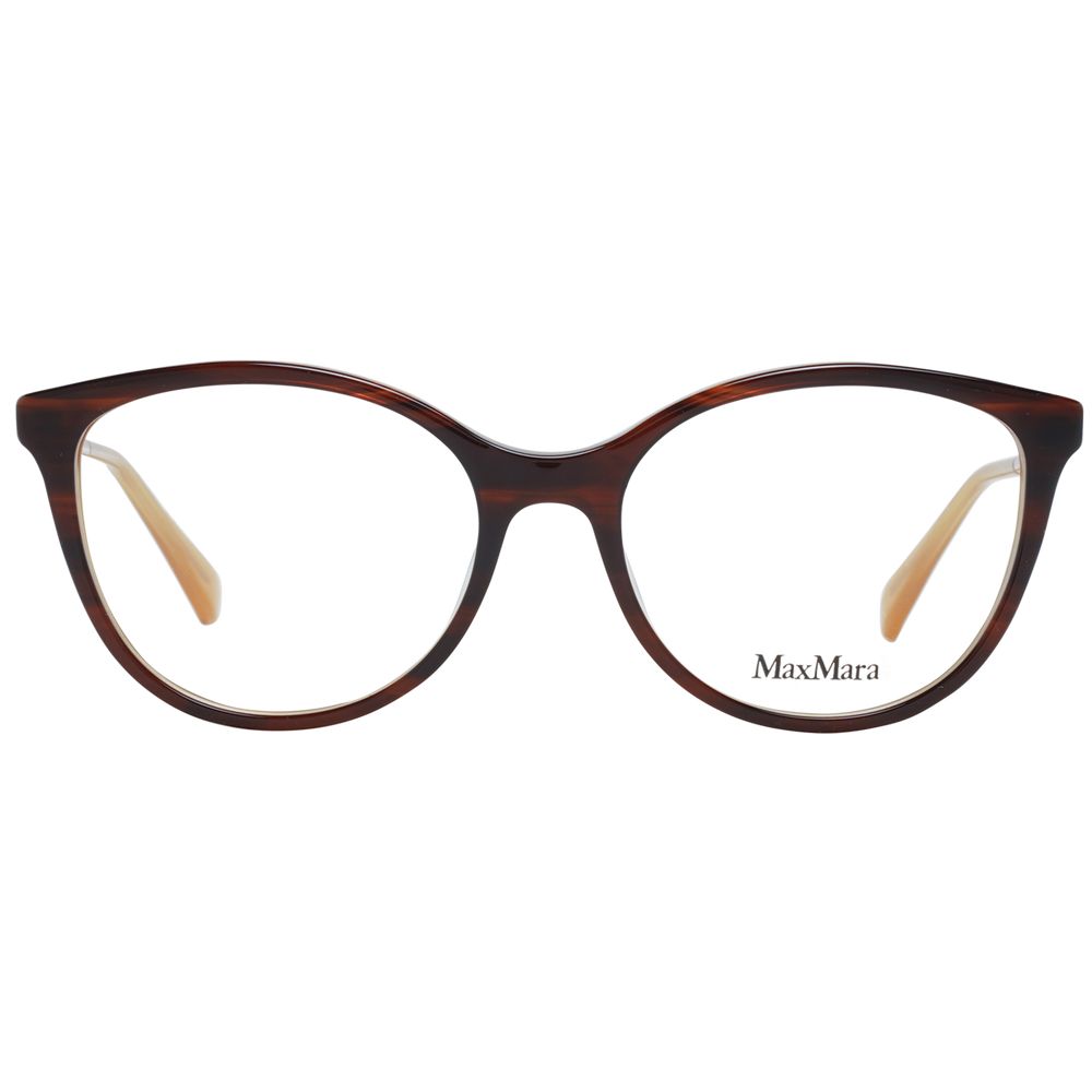 Max Mara brown metal and plastic glasses frames with clear lenses, stylish and lightweight eyewear for everyday wear.