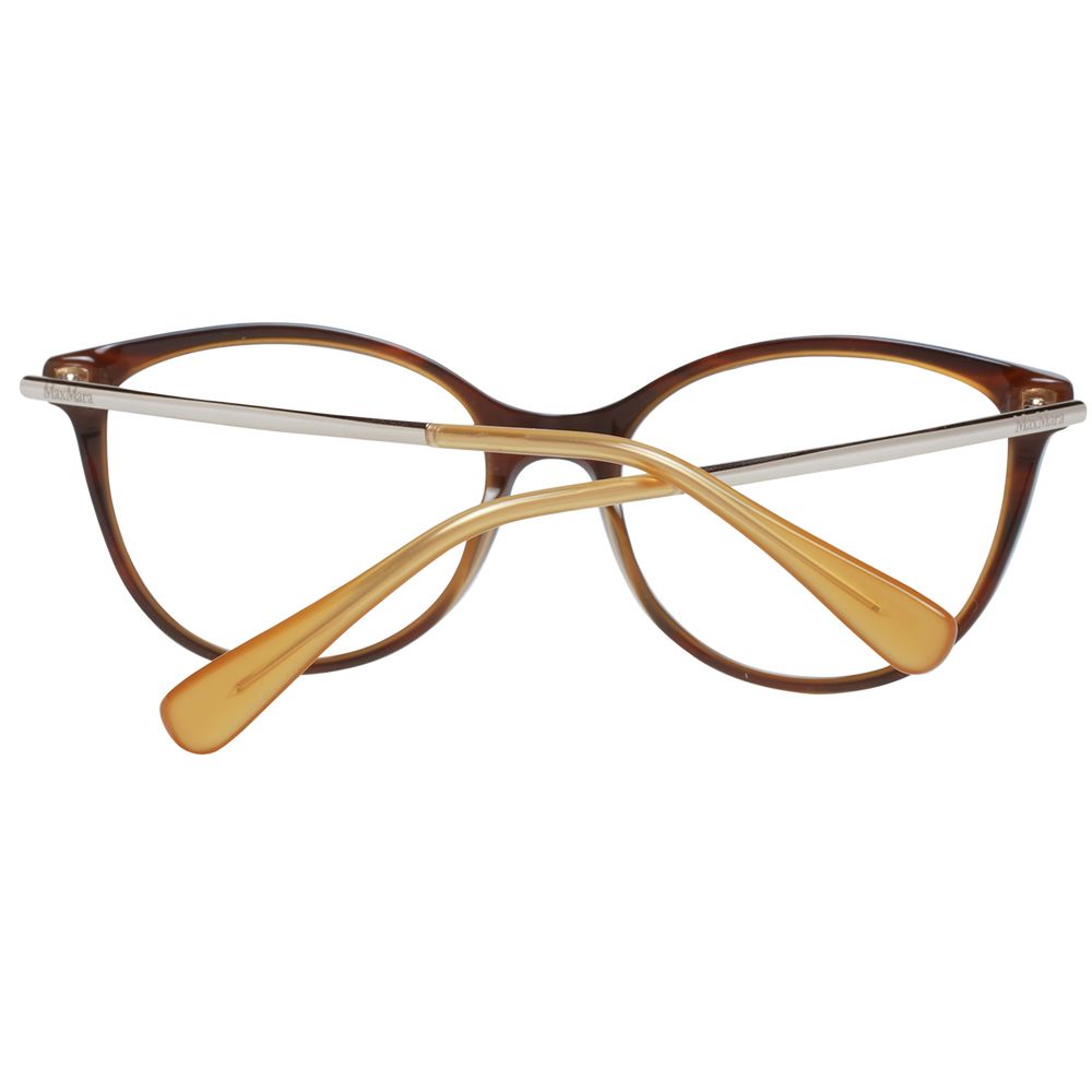 Max Mara brown metal and plastic eyeglass frames with clear lenses, stylish and lightweight for everyday wear.