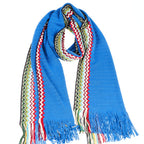 Missoni blue wool men's scarf with colorful zigzag knit pattern, cozy and stylish accessory for cold weather.