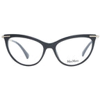 Max Mara black plastic glasses frames with sleek design and clear lenses, showcasing a stylish and modern eyewear look.