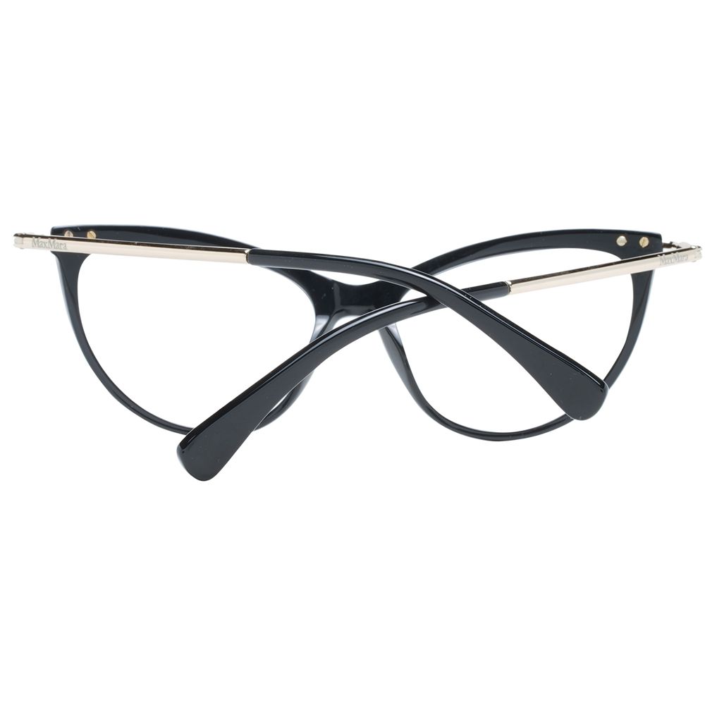 Max Mara black plastic glasses frames with sleek design and clear lenses, stylish eyewear for everyday wear.