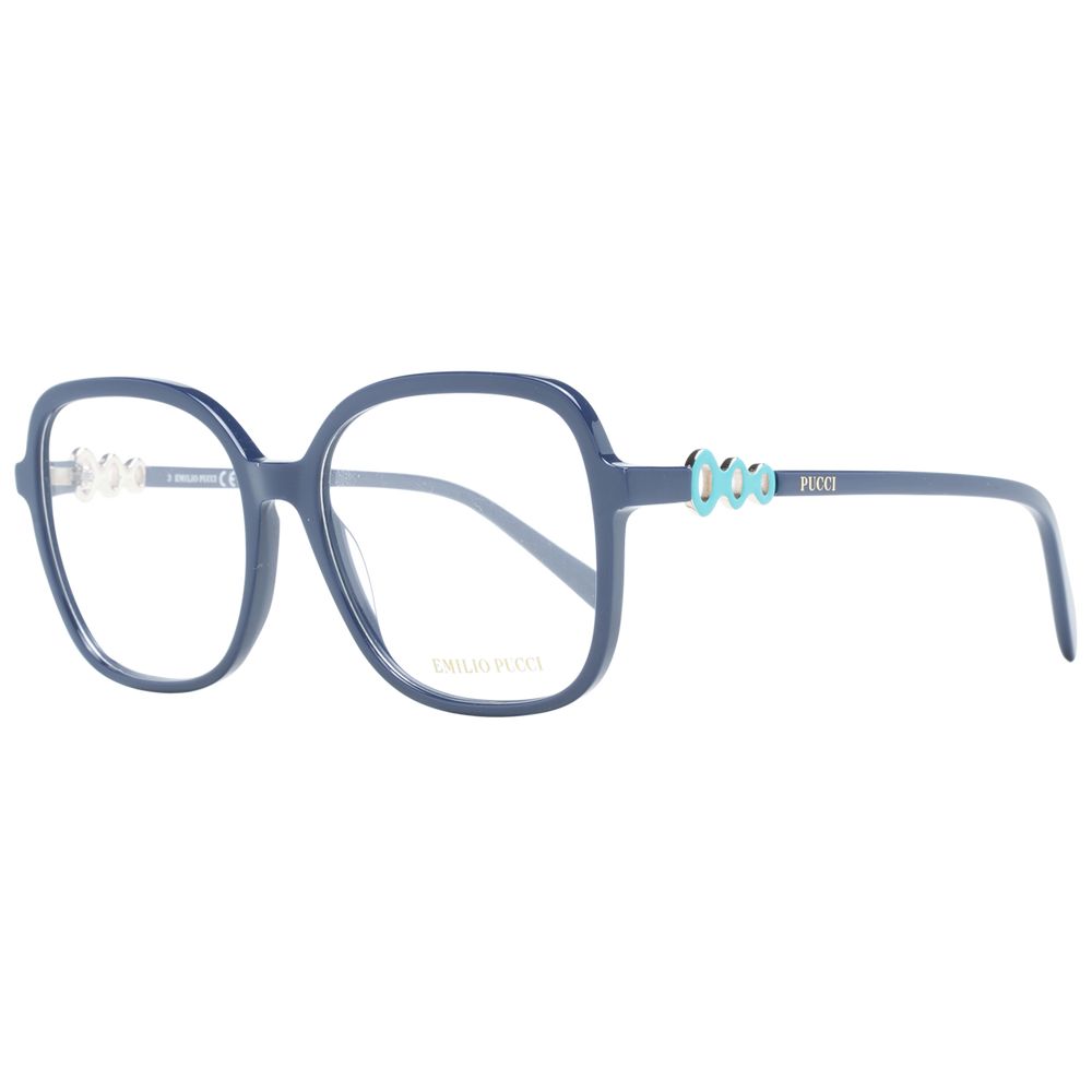 Emilio Pucci blue plastic eyeglass frames with sleek design and rounded edges, stylish eyewear for modern fashion.