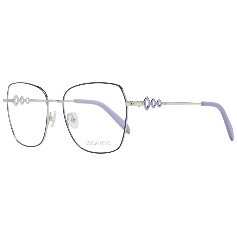 Emilio Pucci blue metal glasses frames with sleek design and clear lenses, stylish and lightweight eyewear accessory.