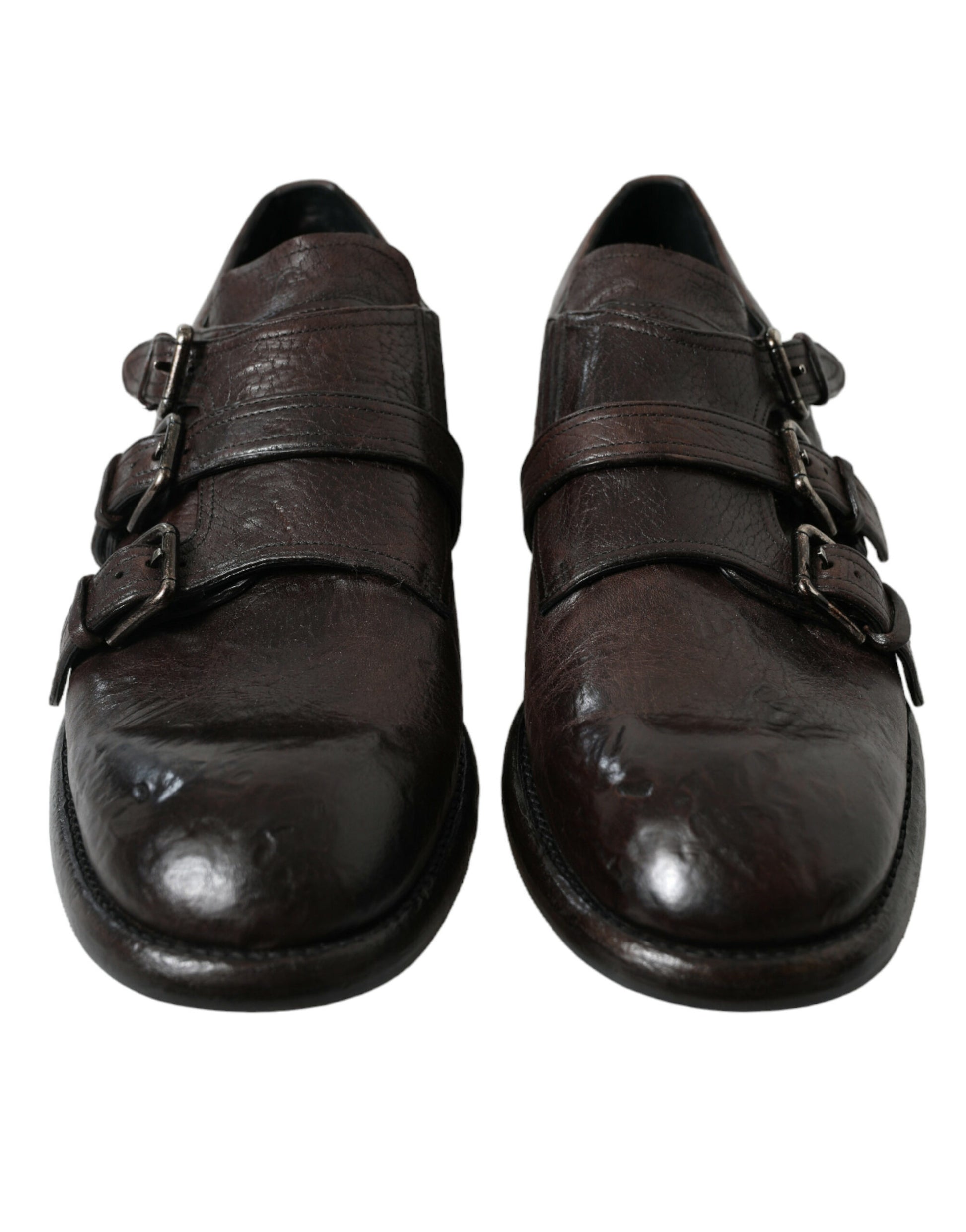 Dolce & Gabbana Brown Leather Strap Formal Dress Shoes Dolce & Gabbana