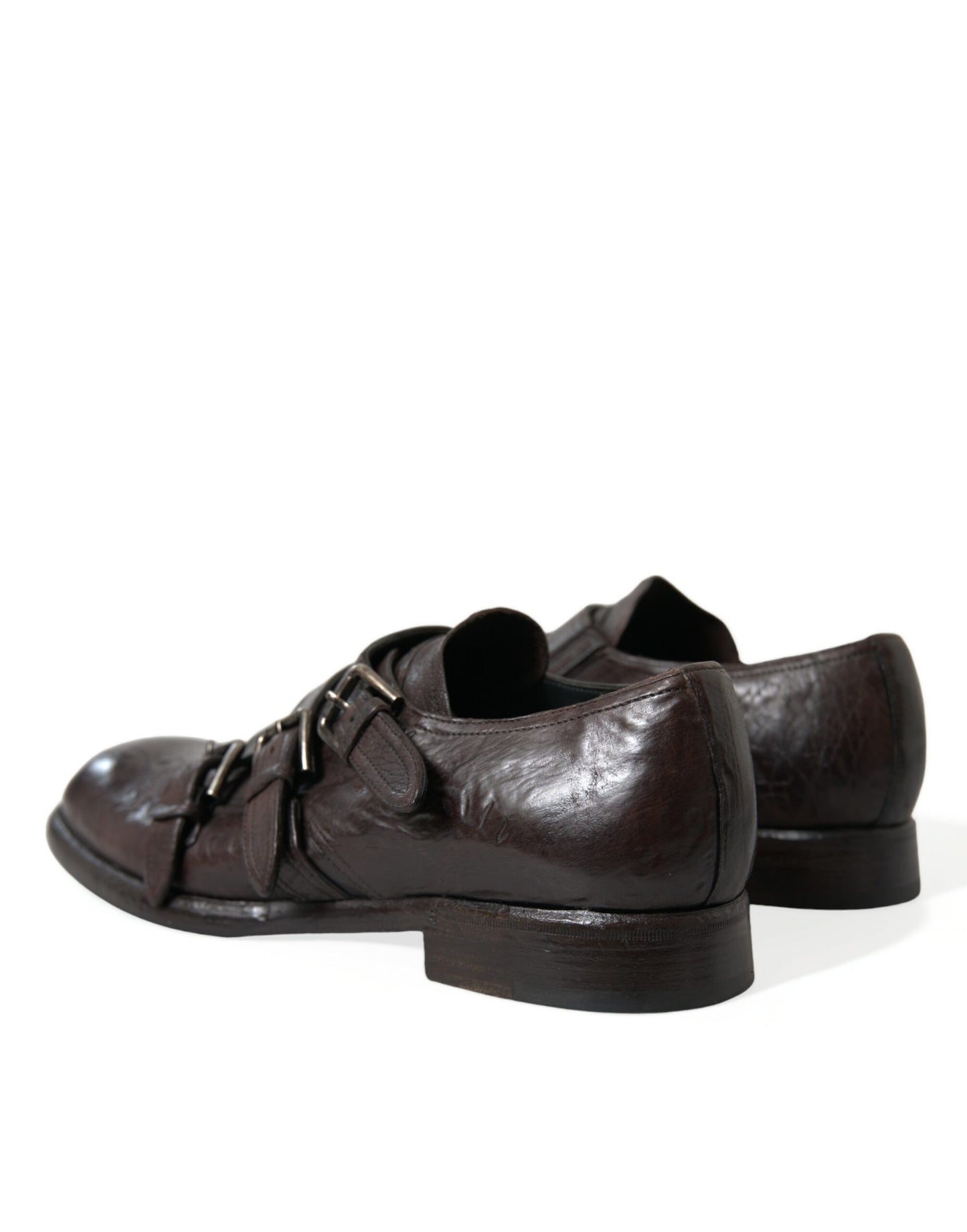 Dolce & Gabbana Brown Leather Strap Formal Dress Shoes Dolce & Gabbana