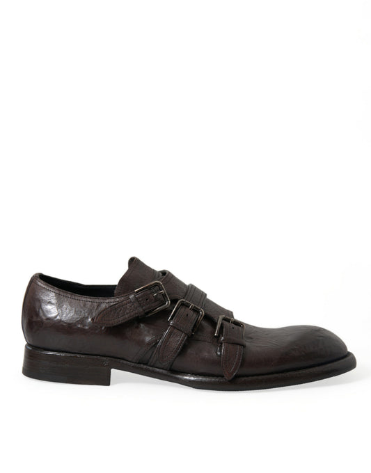 Dolce & Gabbana Brown Leather Strap Formal Dress Shoes Dolce & Gabbana