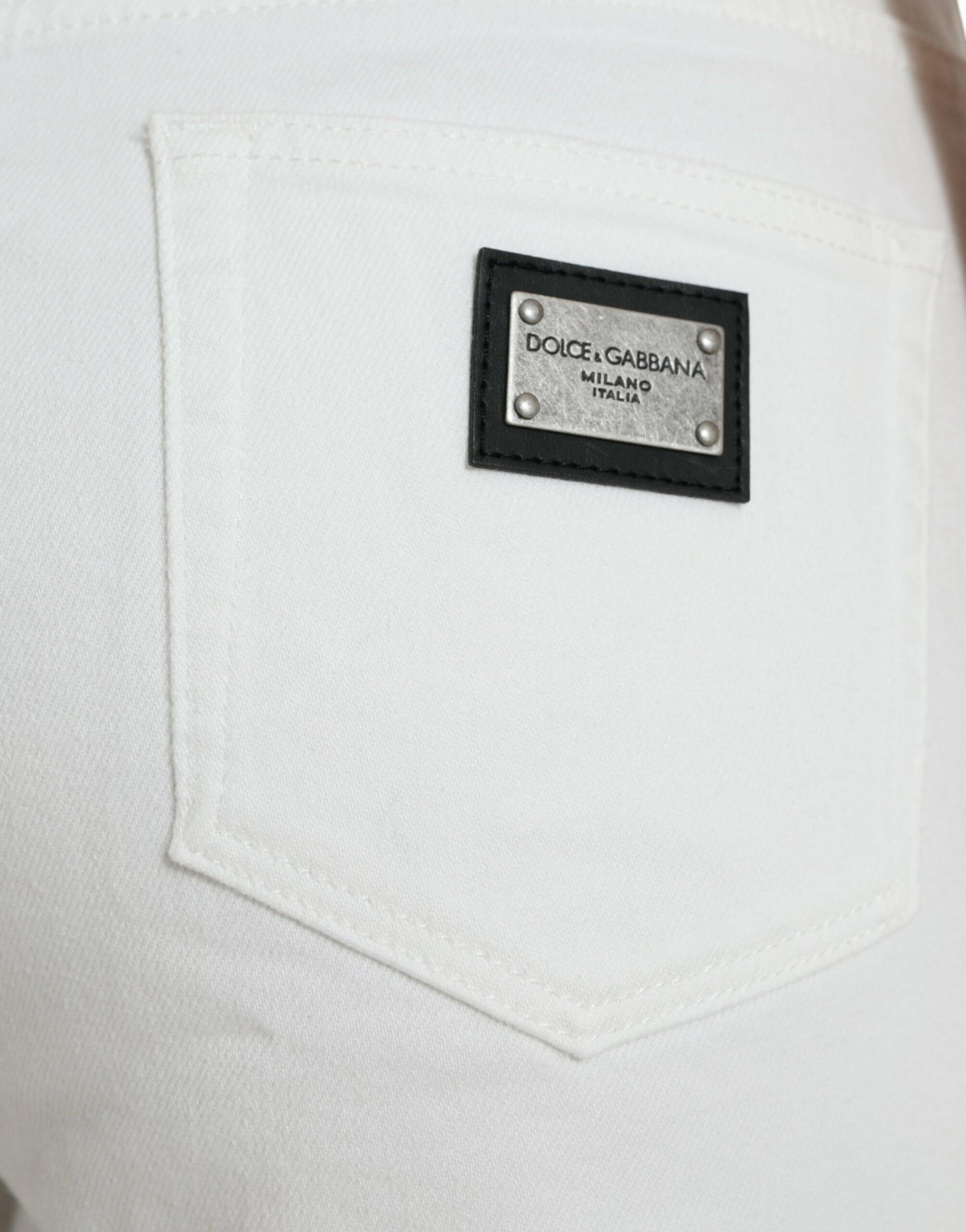 Dolce & Gabbana White Cotton Cropped Wide Leg Denim Jeans Dolce & Gabbana