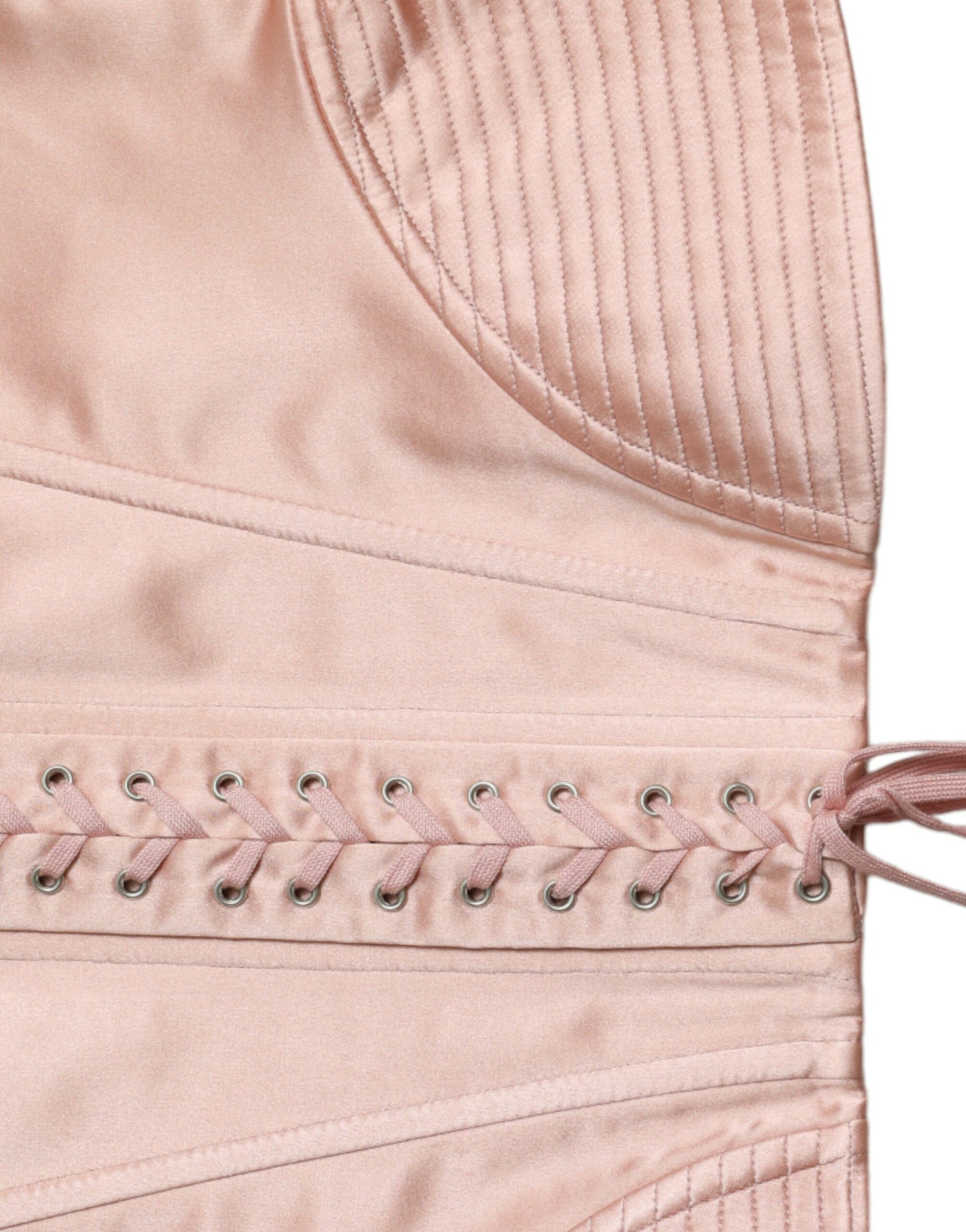 Dolce & Gabbana Pink Silk Stretch Belt Waist Strap Corset Top Dolce & Gabbana