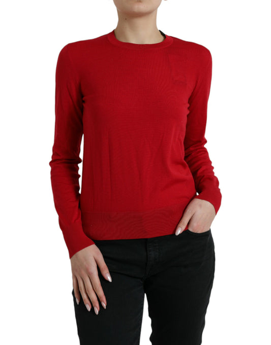 Dolce & Gabbana Red Wool Knitted Crew Neck Pullover Sweater Dolce & Gabbana