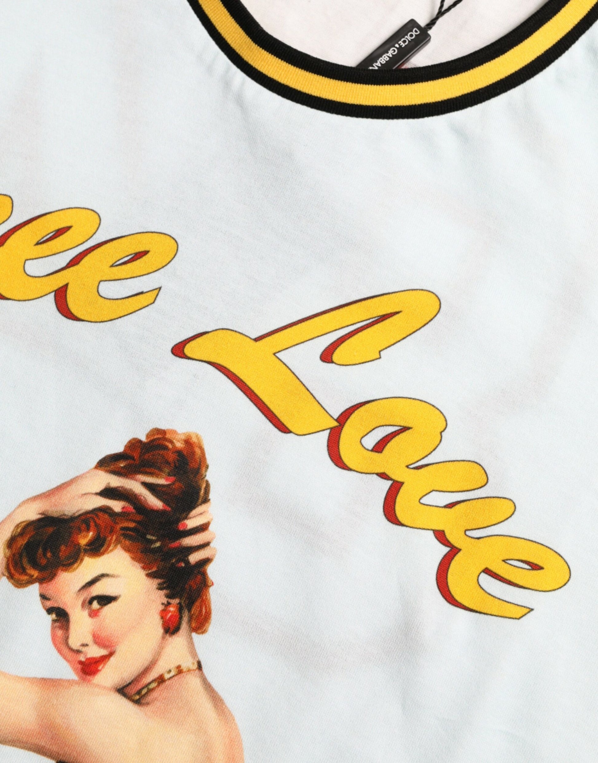 Dolce & Gabbana Light Blue Cotton Free Love Crew Neck T-shirt Dolce & Gabbana