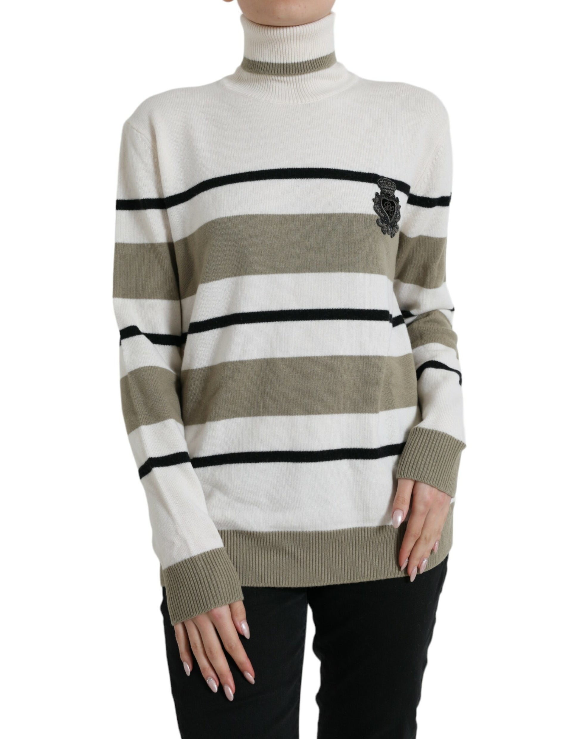Dolce & Gabbana Multicolor Stripe Wool Logo Pullover Sweater Dolce & Gabbana