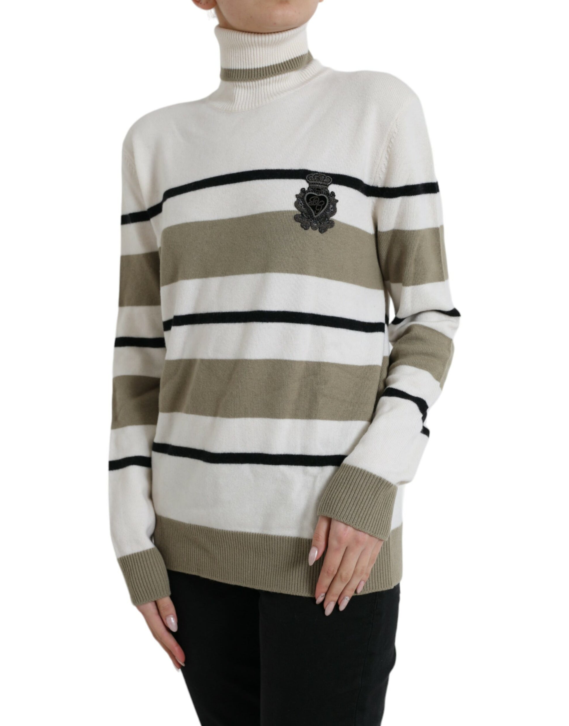 Dolce & Gabbana Multicolor Stripe Wool Logo Pullover Sweater Dolce & Gabbana
