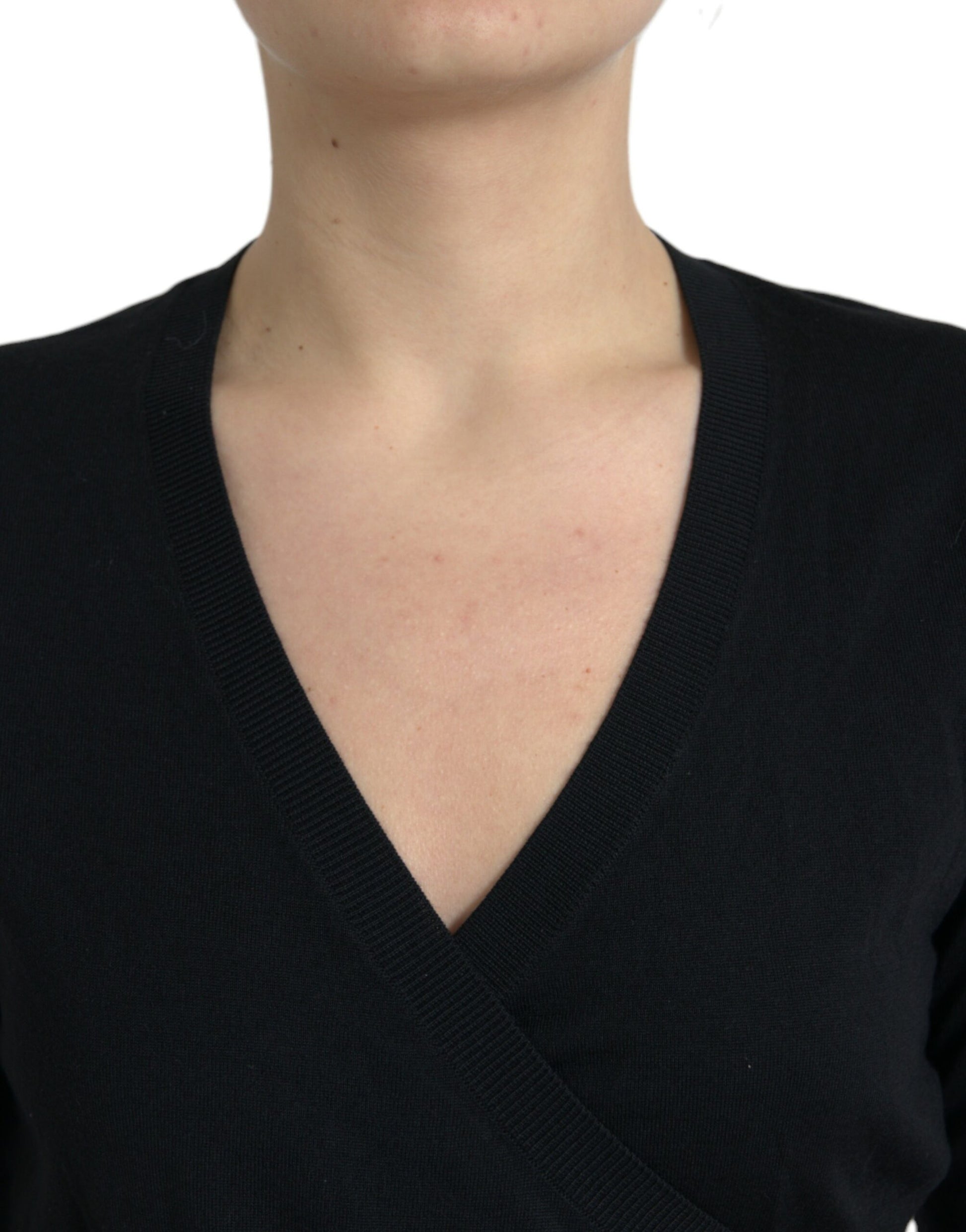 Dolce & Gabbana Black Wool V-neck Crossed Cardigan Sweater Dolce & Gabbana