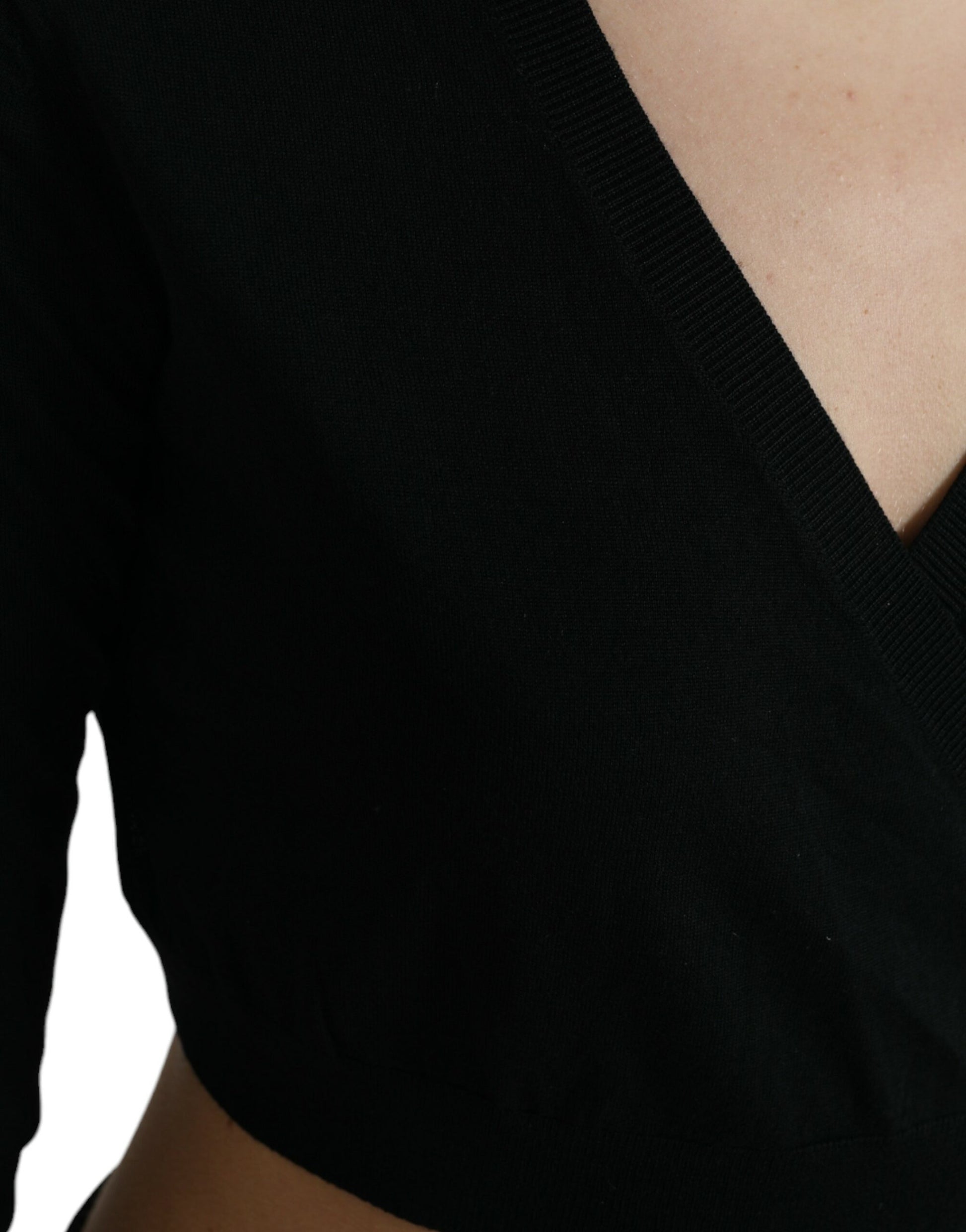 Dolce & Gabbana Black Wool V-neck Crossed Cardigan Sweater Dolce & Gabbana