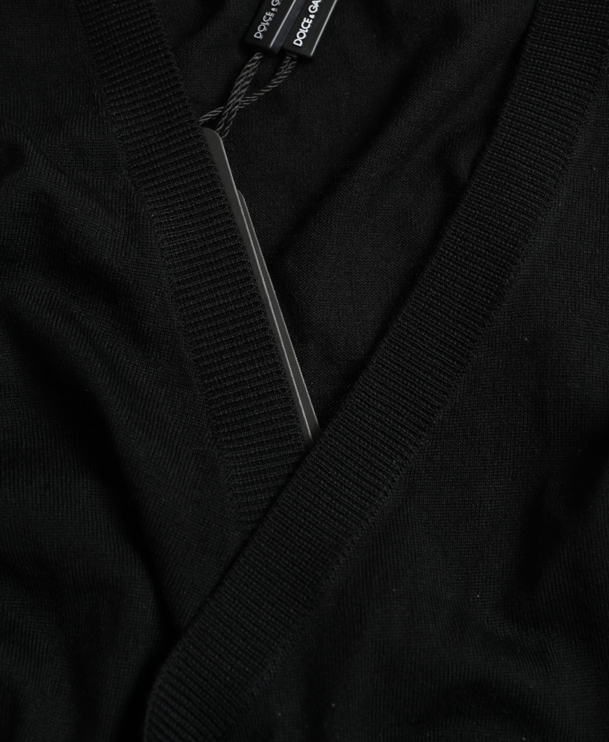 Dolce & Gabbana Black Wool V-neck Crossed Cardigan Sweater Dolce & Gabbana