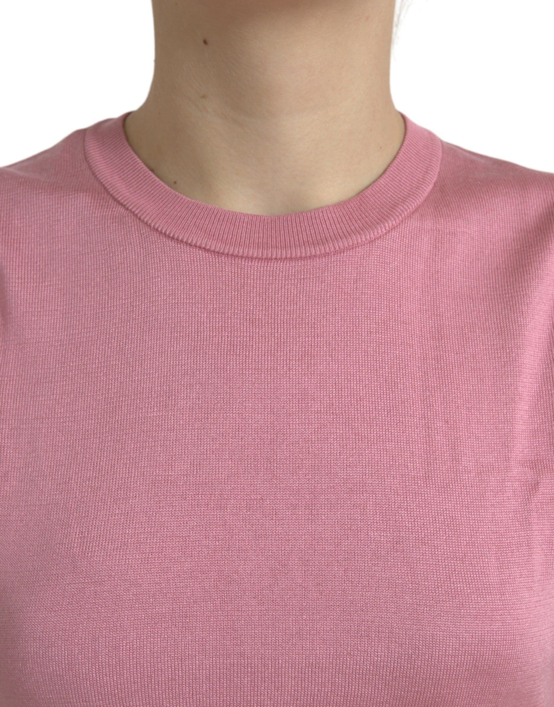 Dolce & Gabbana Pink Crew Neck Cropped Sleeveless Tank Top Dolce & Gabbana