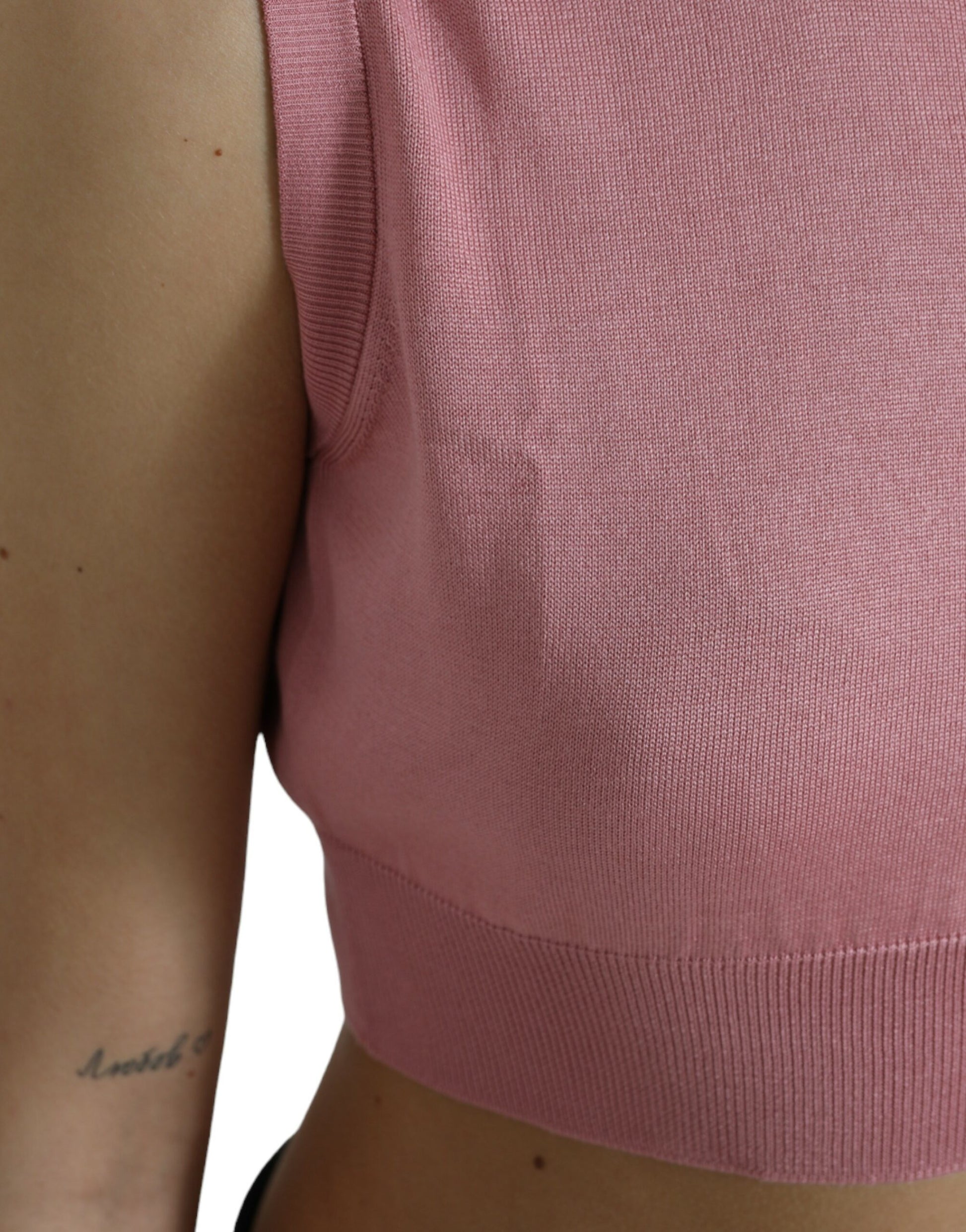 Dolce & Gabbana Pink Crew Neck Cropped Sleeveless Tank Top Dolce & Gabbana