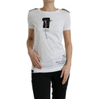 Dolce & Gabbana White Black Roses Crewneck Cotton T-shirt