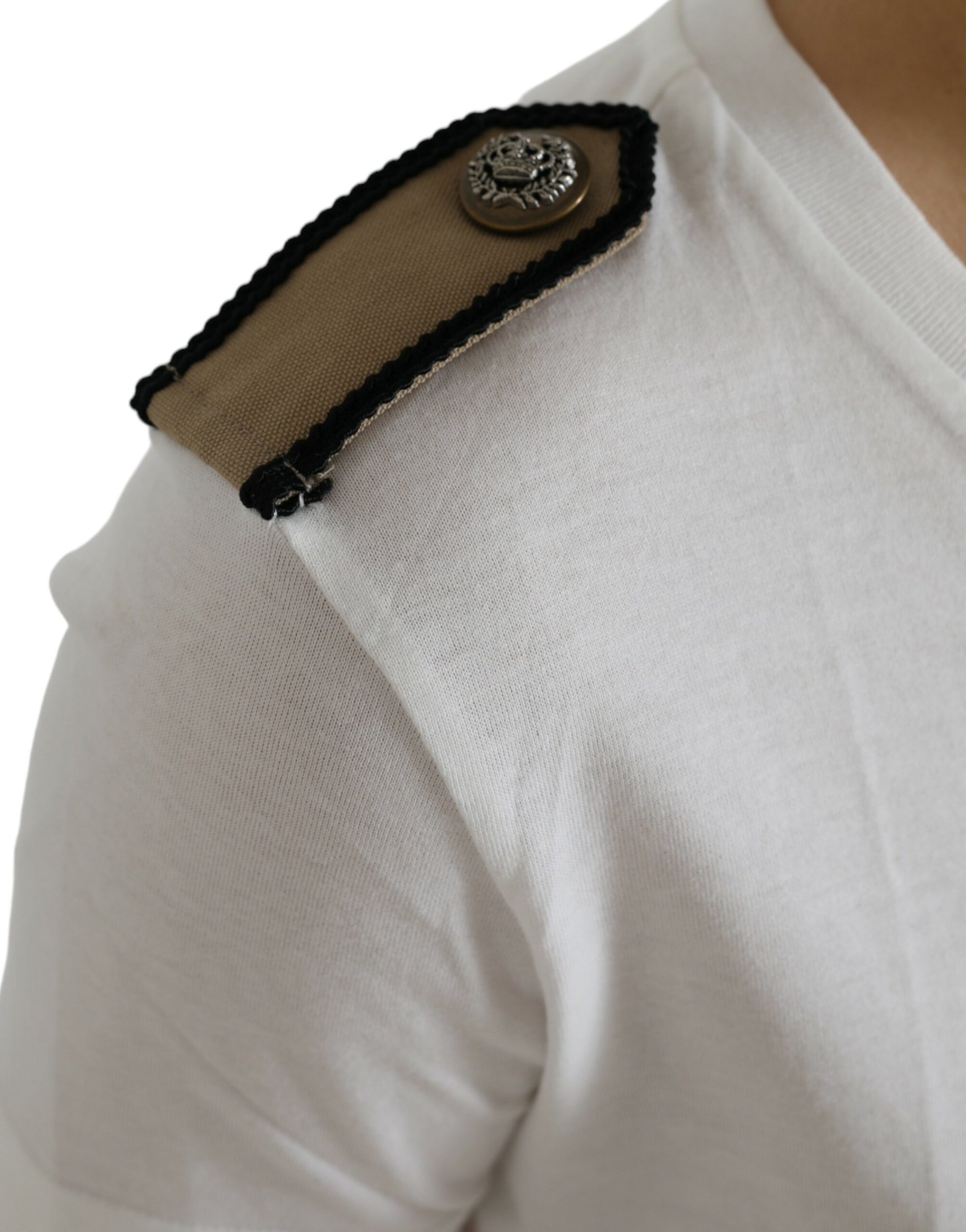 Dolce & Gabbana White Black Roses Crewneck Cotton T-shirt Dolce & Gabbana