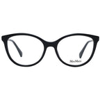 Max Mara black plastic eyeglass frames with sleek design, featuring clear lenses and stylish rectangular shape.