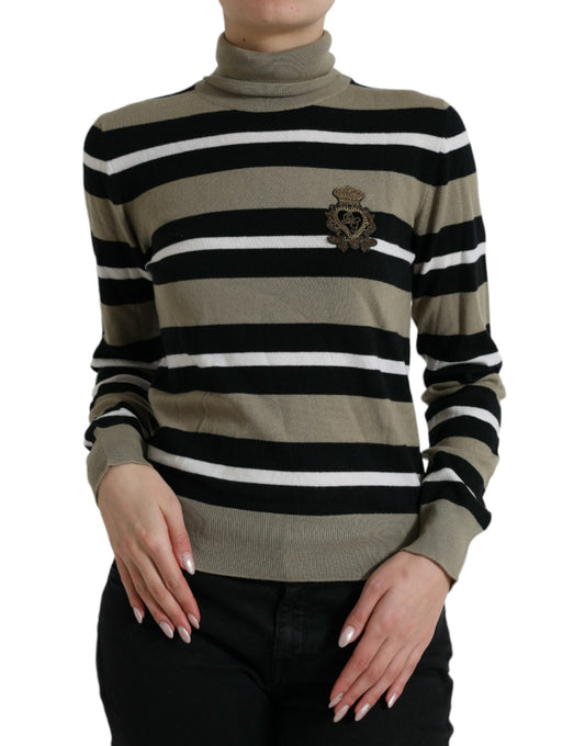 Dolce & Gabbana Multicolor Stripe Wool Logo Pullover Sweater Dolce & Gabbana