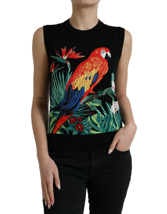 Dolce & Gabbana Black Jungle Crew Neck Sleeveless Tank Top Dolce & Gabbana
