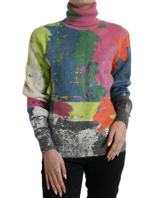 Dolce & Gabbana Multicolor Mohair Turtleneck Pullover Sweater Dolce & Gabbana