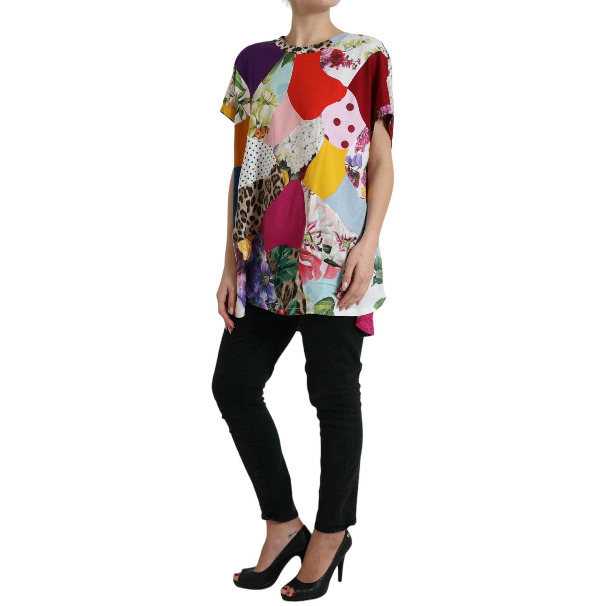 Dolce & Gabbana Multicolor Patchwork Cotton Silk Blouse Top Dolce & Gabbana