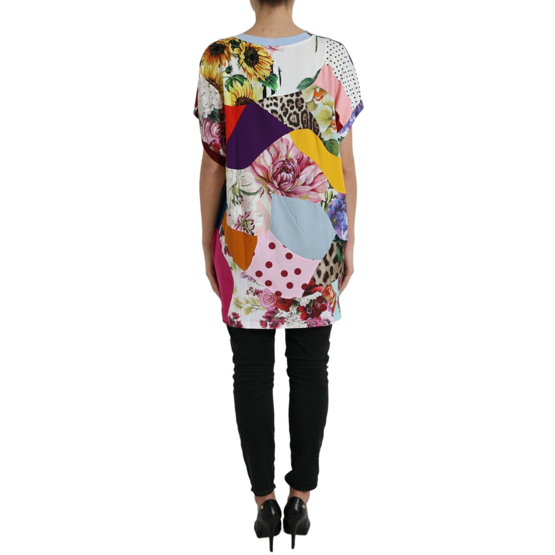 Dolce & Gabbana Multicolor Patchwork Cotton Silk Blouse Top Dolce & Gabbana