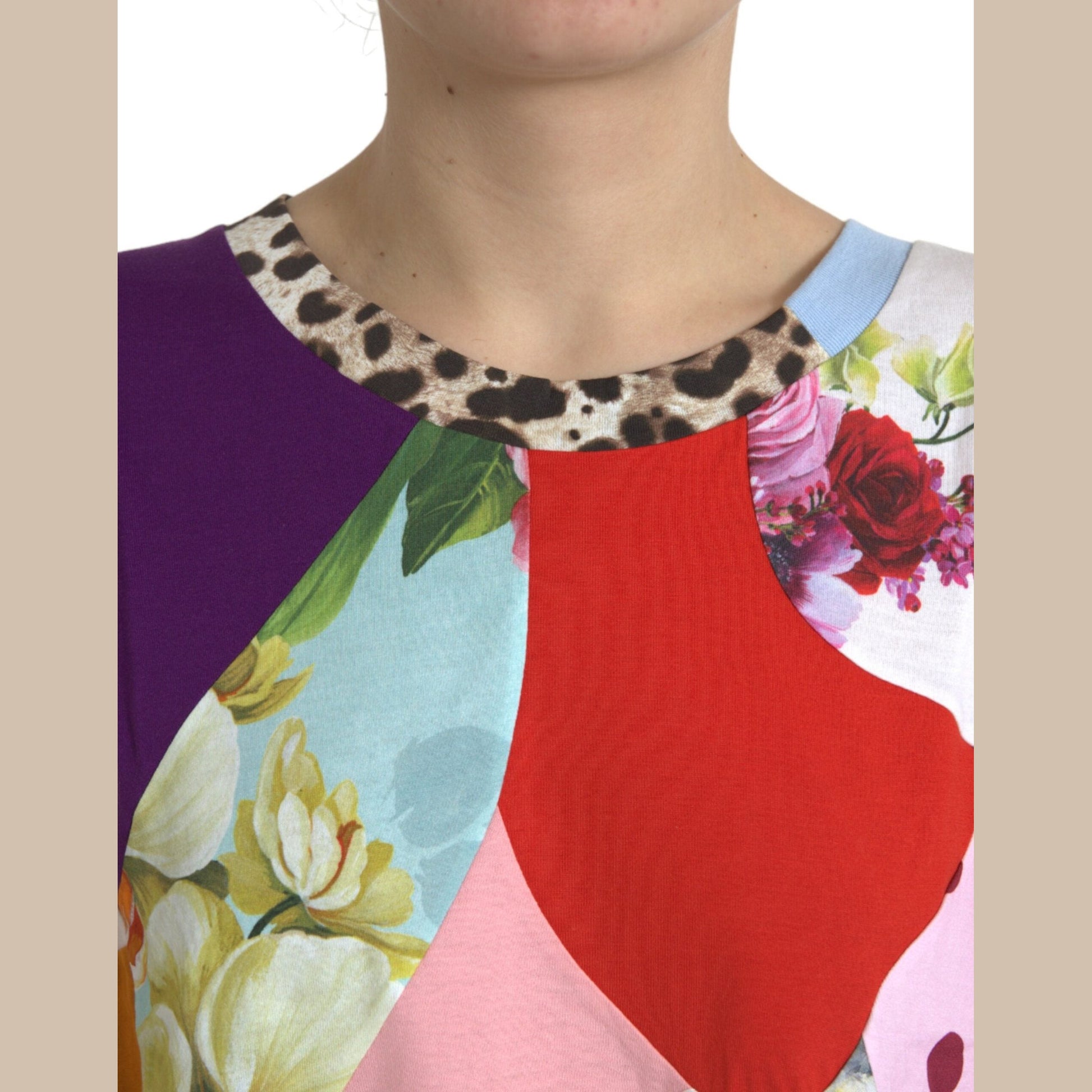 Dolce & Gabbana Multicolor Patchwork Cotton Silk Blouse Top Dolce & Gabbana