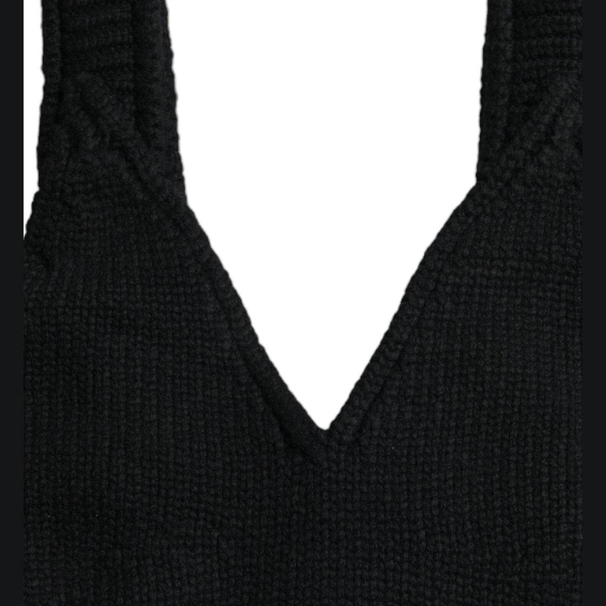 Dolce & Gabbana Black Cropped Cashmere V-neck Bustier Top