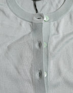 Dolce & Gabbana Light Blue Silk Crew Neck Cardigan Sweater