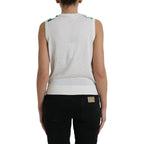 Dolce & Gabbana White Banana Leaf Print Crew Neck Tank Top
