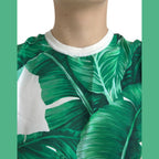 Dolce & Gabbana White Banana Leaf Print Crew Neck Tank Top