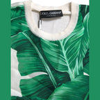Dolce & Gabbana White Banana Leaf Print Crew Neck Tank Top