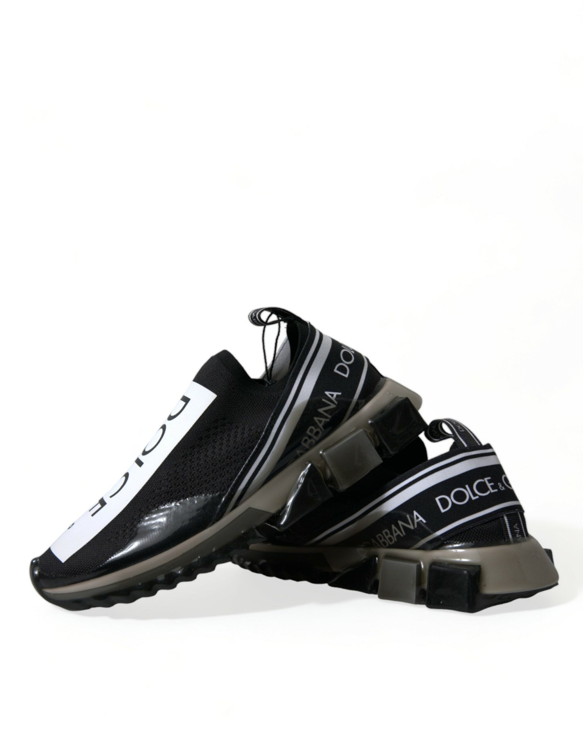 Dolce & Gabbana Black White Slip On Sneakers Sorrento Shoes Dolce & Gabbana