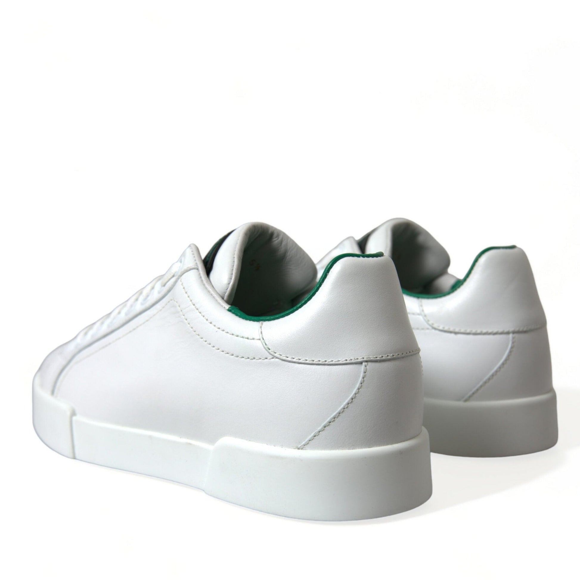 Dolce & Gabbana White Green Leather Portofino Sneakers Shoes