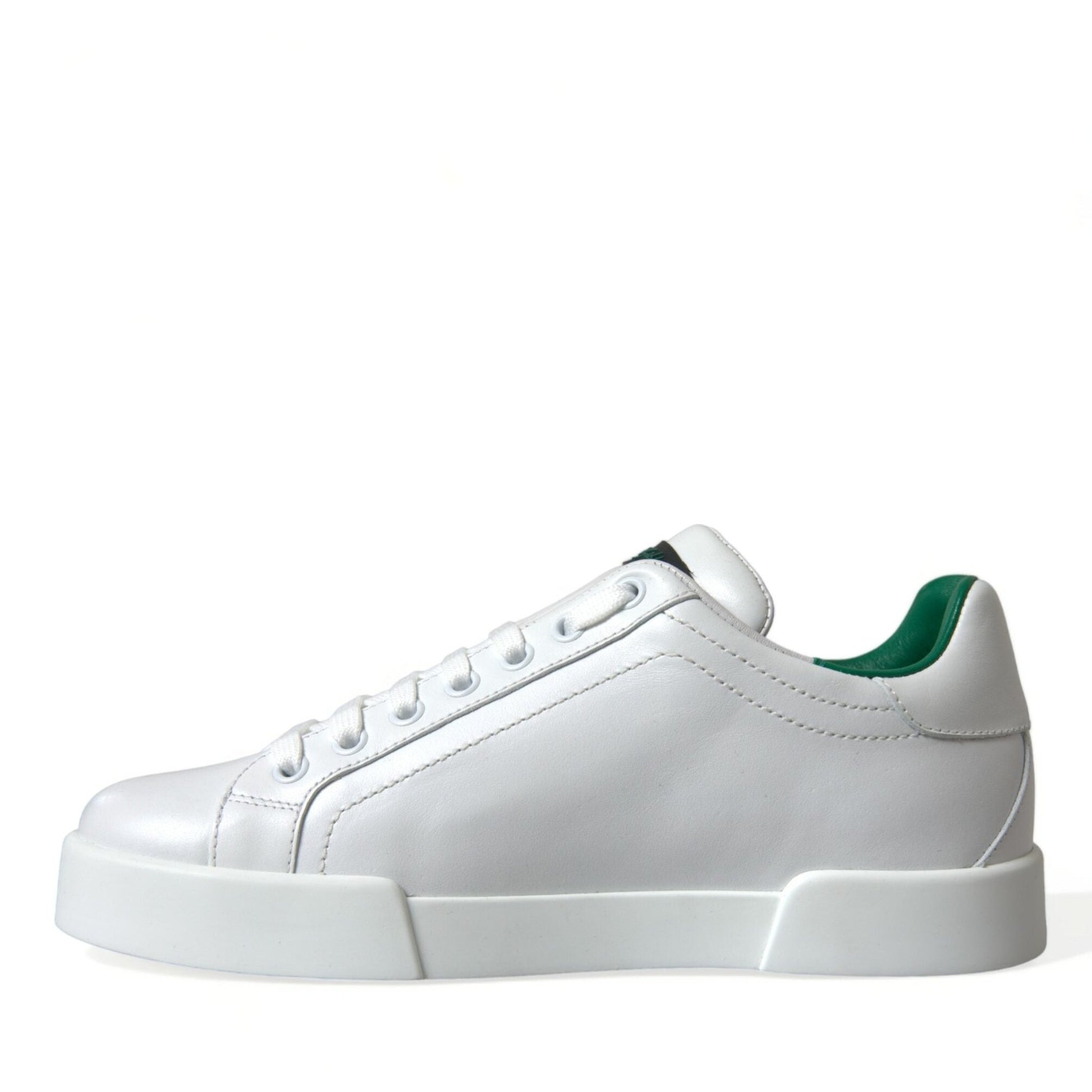Dolce & Gabbana White Green Leather Portofino Sneakers Shoes