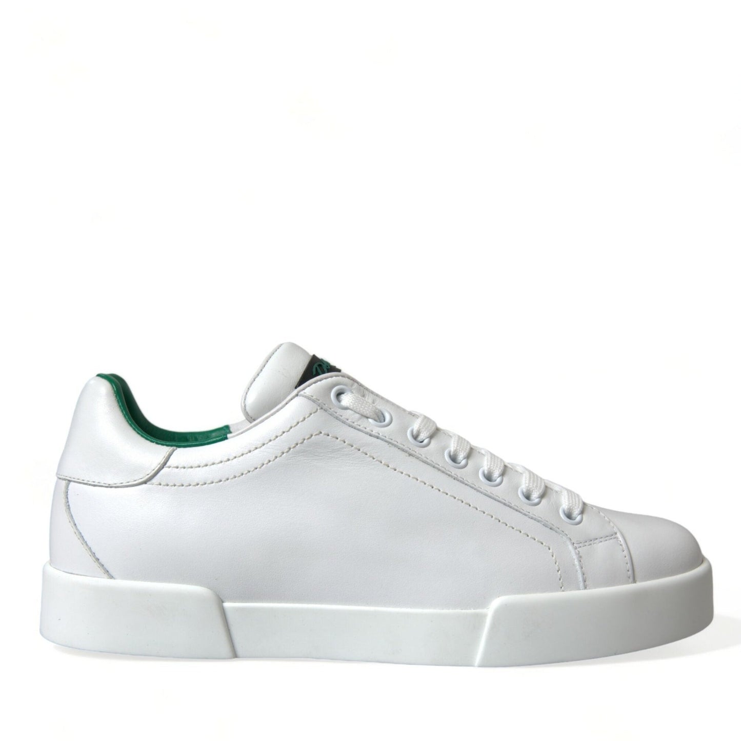 Dolce & Gabbana White Green Leather Portofino Sneakers Shoes