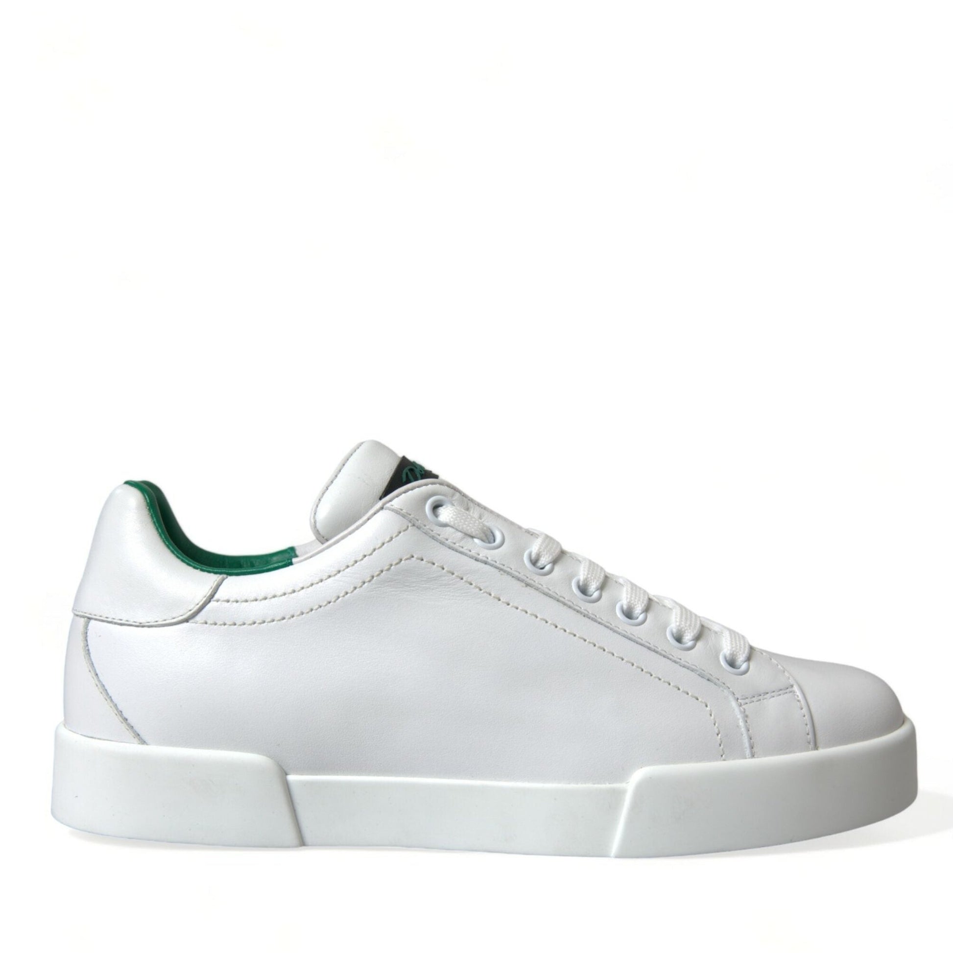 Dolce & Gabbana White Green Leather Portofino Sneakers Shoes