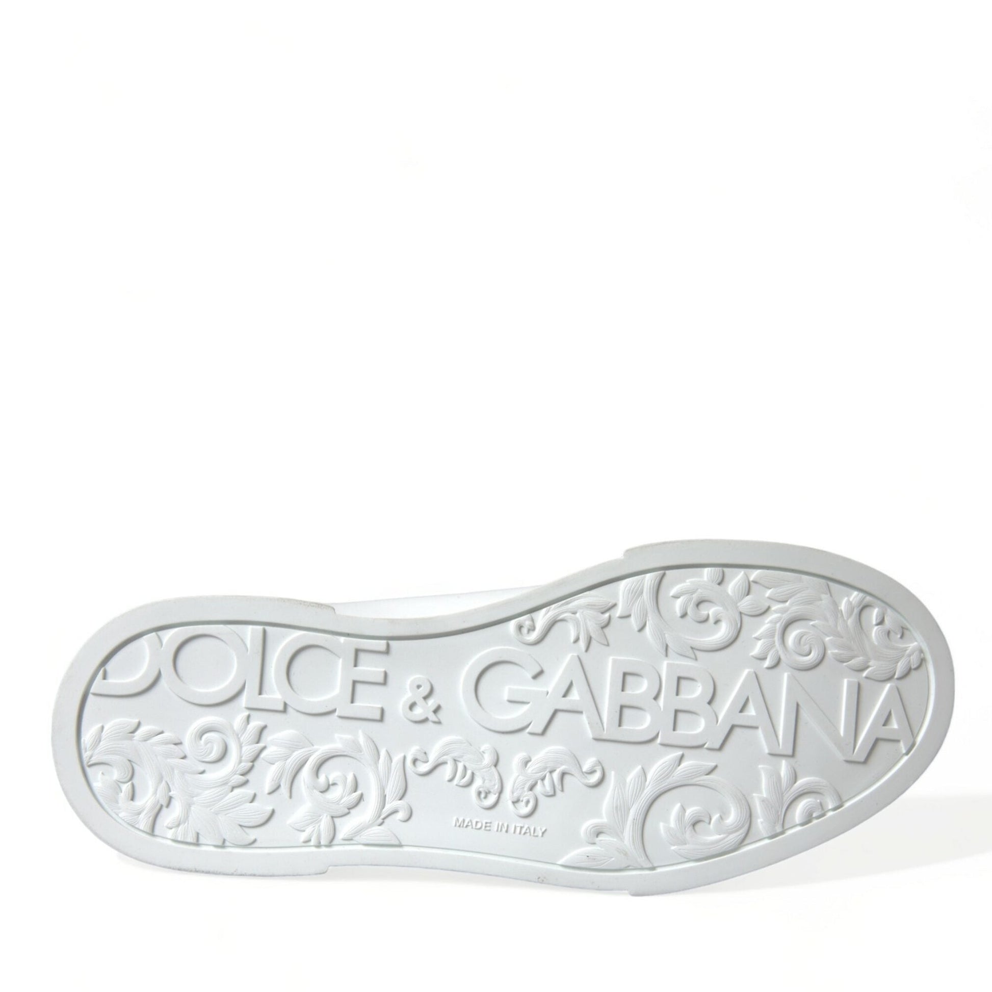 Dolce & Gabbana White Green Leather Portofino Sneakers Shoes