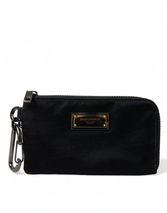 Dolce & Gabbana Black Nylon Logo Plaque Keyring Pouch Clutch Bag Dolce & Gabbana