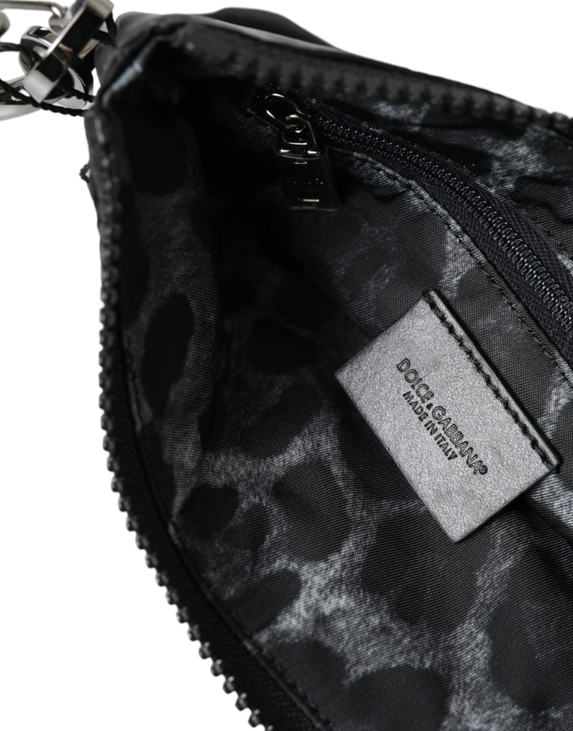 Dolce & Gabbana Black Nylon Logo Plaque Keyring Pouch Clutch Bag Dolce & Gabbana